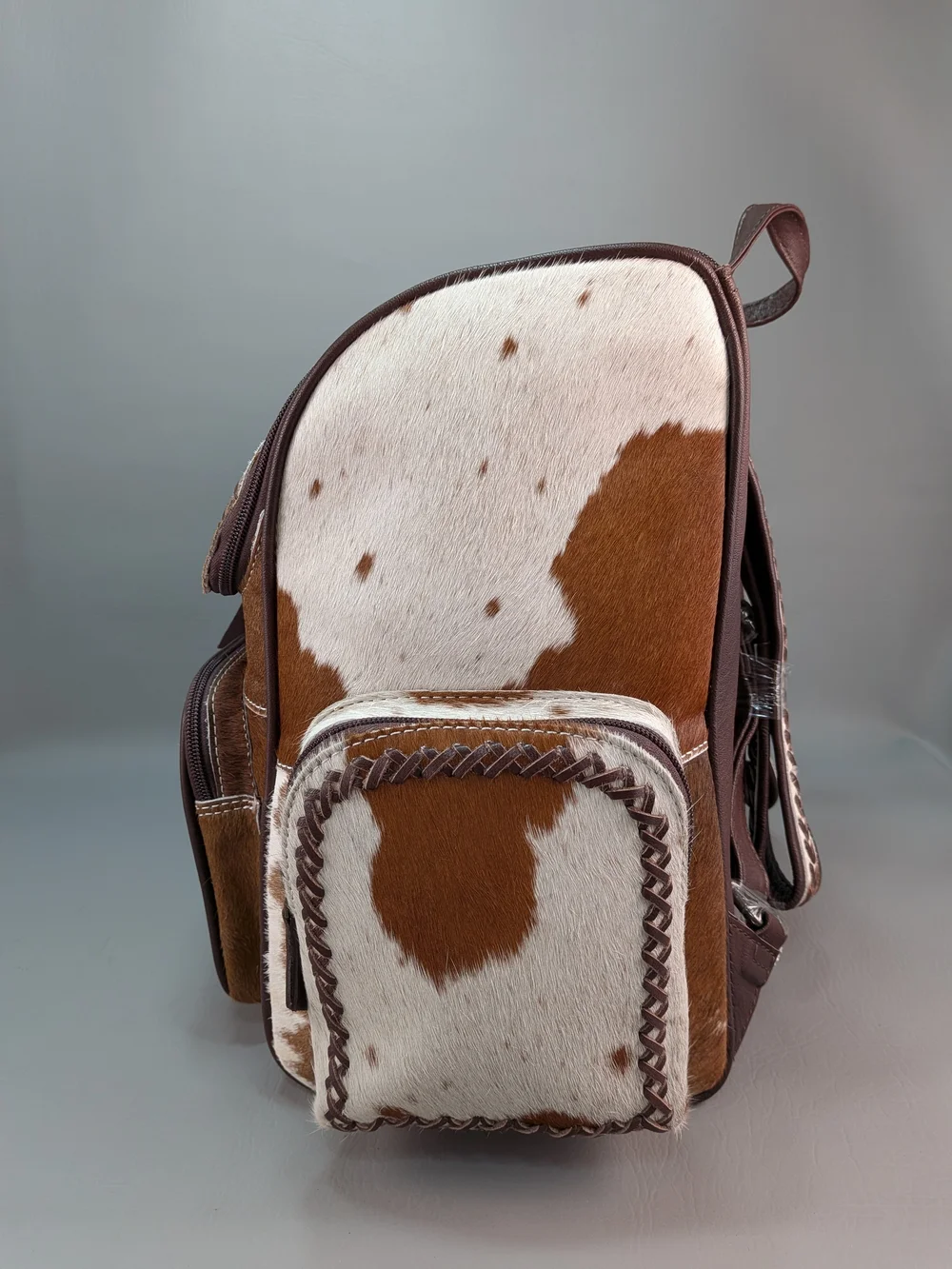 NWOT Western Leather Backpack Hair-On Hide Laptop Travel Diaper Turquoise Concho
